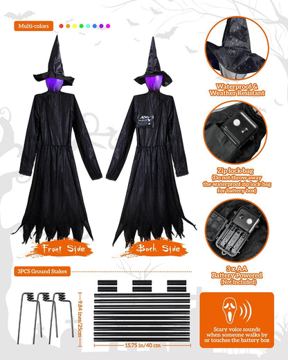 3PCS 5.6FT Halloween Decorations Outdoor Decor Witches Yard Holding Hands