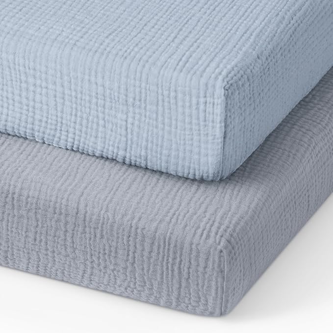 Blissful Diary Muslin Mini Crib Sheets, Pack and Play Mattress Sheets Fitted by ForEveryBabysBetterLife
