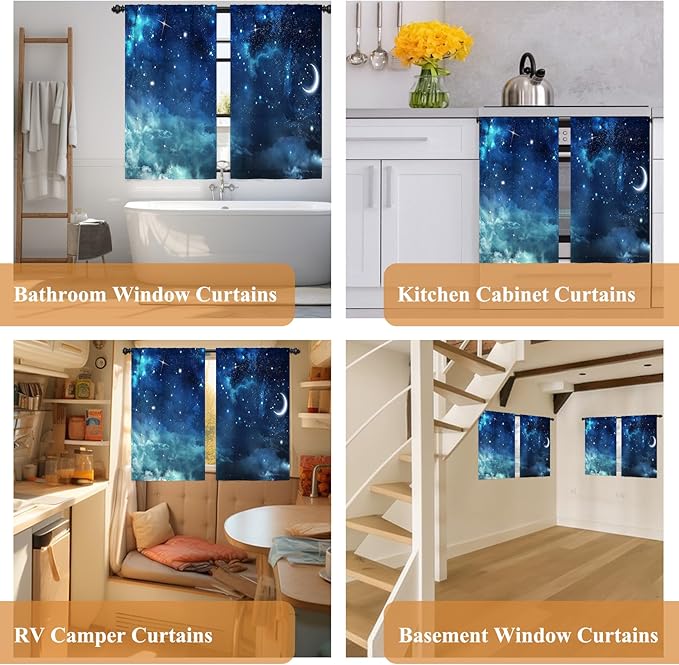 Renaiss 42 x 63 Inch Galaxy Bedroom Light Filter Curtains Space Nebula Cafe - Image 7