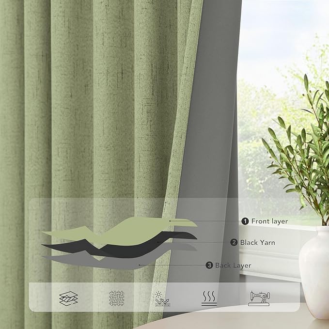 Light Sage Green Short Blackout Curtains - Image 4