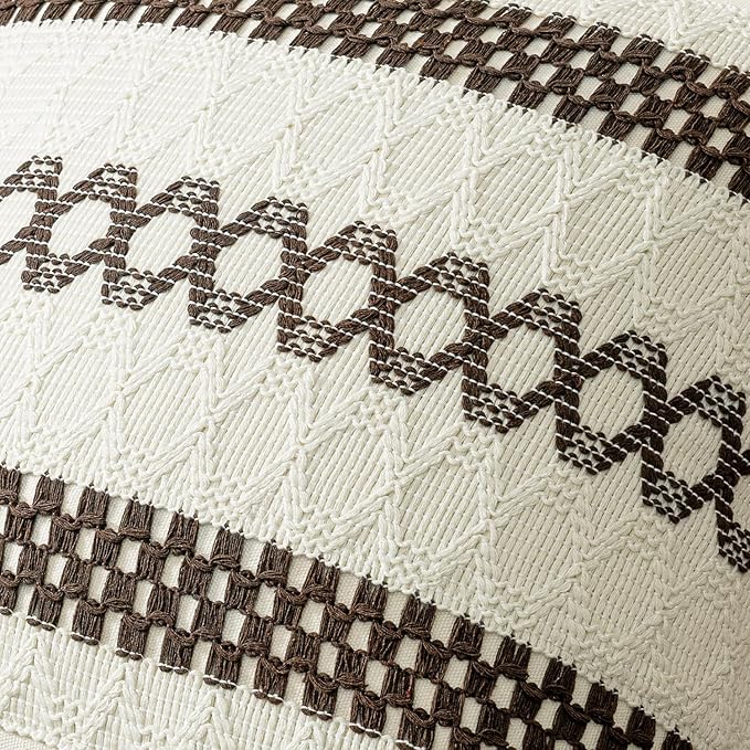 MIULEE Set of 2 Dark Brown Boho Decorative Pillow Covers 20x20 Inch Farmhouse - Image 4