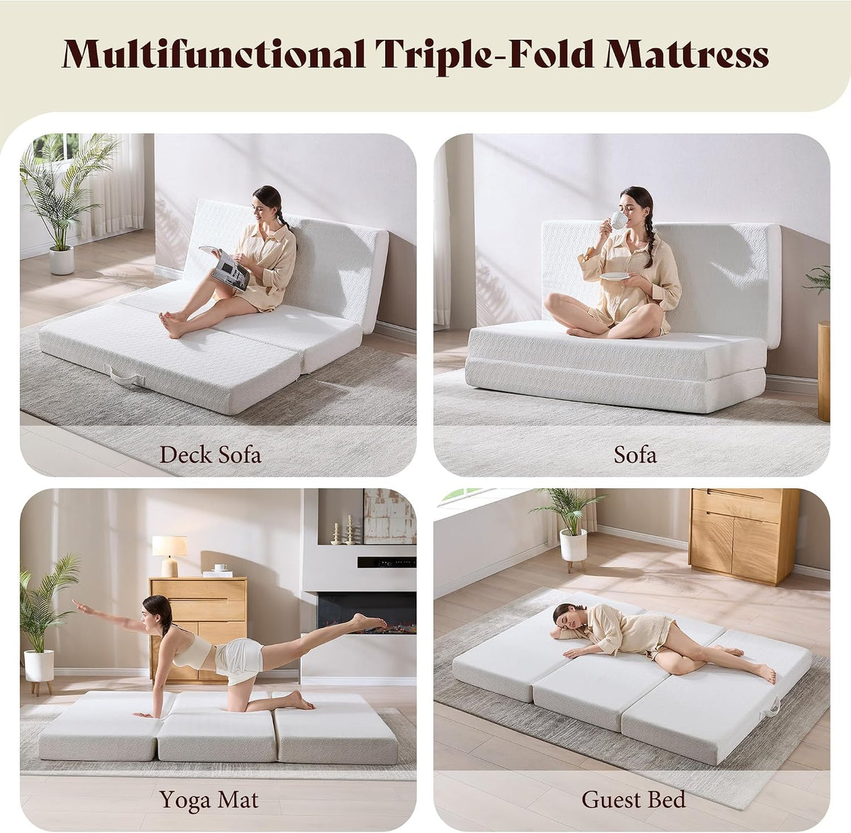 amerlife 6" queen tri-fold memory foam mattress with on a desk or shelf