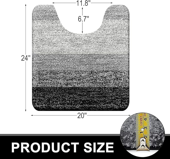 OLANLY Luxury Toilet Rugs U-Shaped 24x20, Extra Soft and Absorbent Microfiber - Image 2