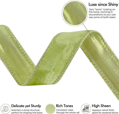MEEDEE Moss Green and Gold Velvet Ribbon - Image 3