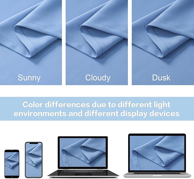 DUALIFE Light Sky Blue Curtains Room Darkening Curtains, Rod Pocket and Back - Image 5