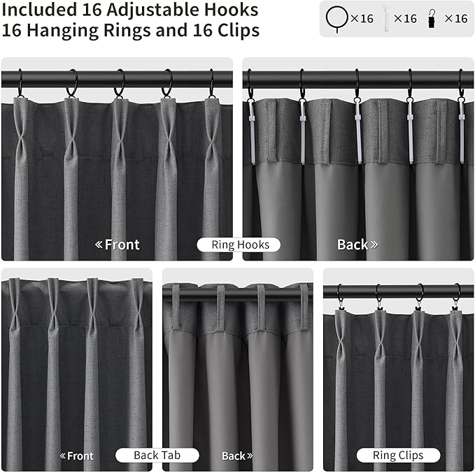 Pinch Pleated 100% Blackout Curtains 108 Inches Long - Image 3