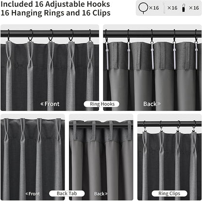 Pinch Pleated 100% Blackout Curtains 108 Inches Long - Image 3