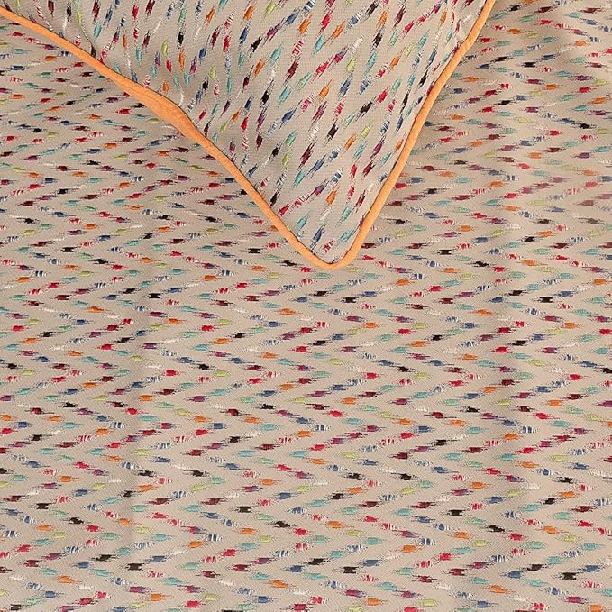 The HomeCentric King Queen Twin Beige & Multicolor Luxury Queen 74"x18" Bed - Image 3
