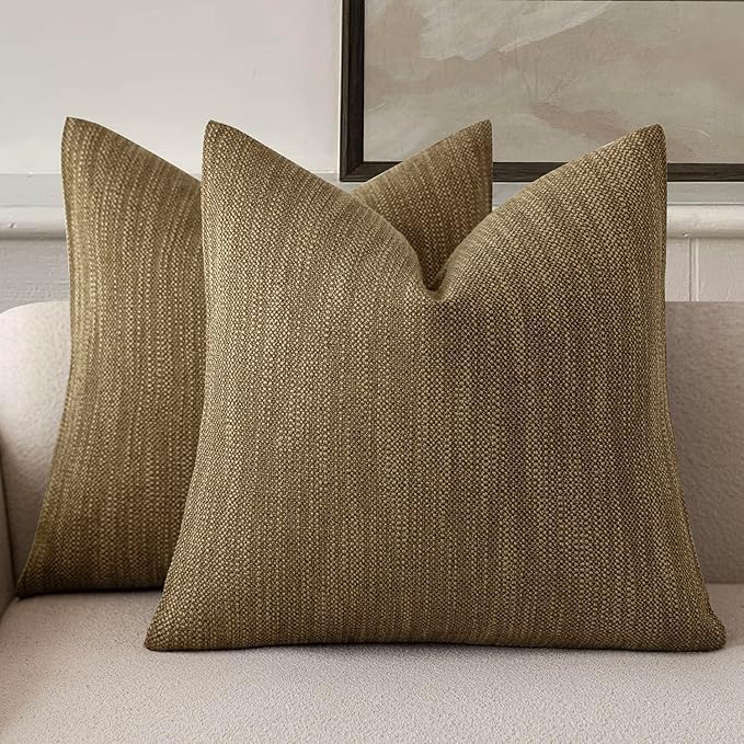 Foindtower Set of 2 Decorative Textured Burlap Linen Throw Pillow Covers by Foindtower