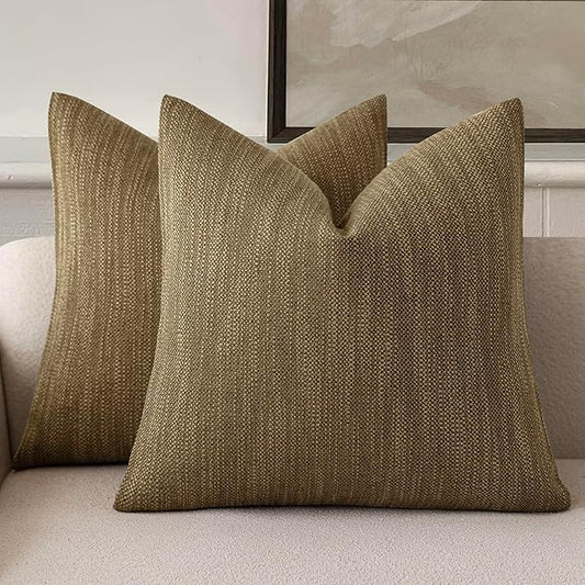 Foindtower Set of 2 Decorative Textured Burlap Linen Throw Pillow Covers by Foindtower