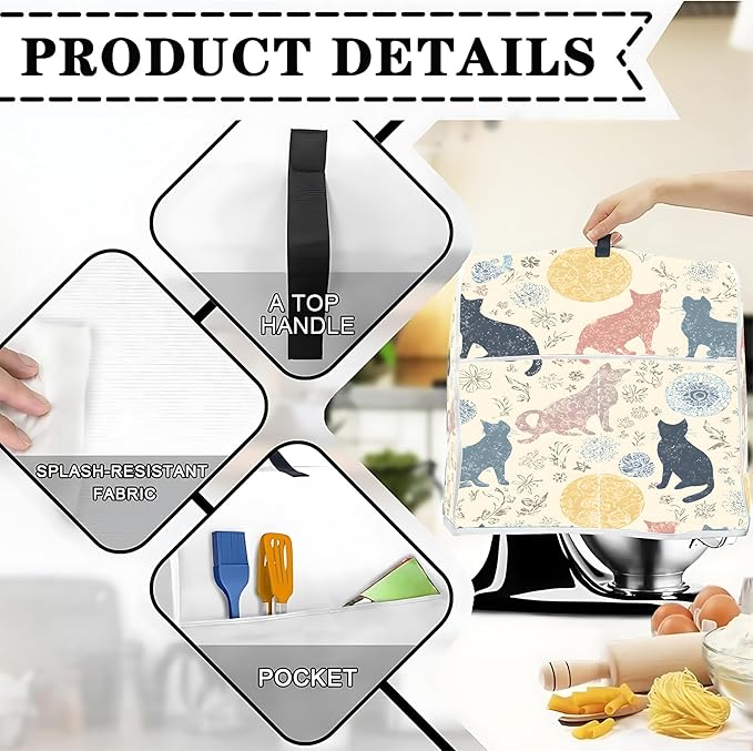 Mixer Dust Cover for 6-8 Qt Stand Mixer, Cloth Cover - Image 3