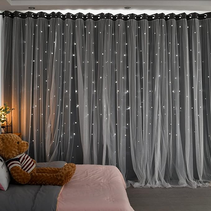 Kinryb Kids Blackout Curtains for Bedroom/Living Room/Classroom, Sheer Overlay - Image 7