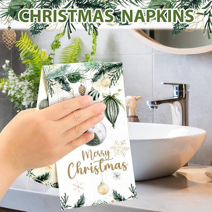 Peryiter 100 Pcs Merry Christmas Holiday Paper Napkins Farmhouse Christmas - Image 4