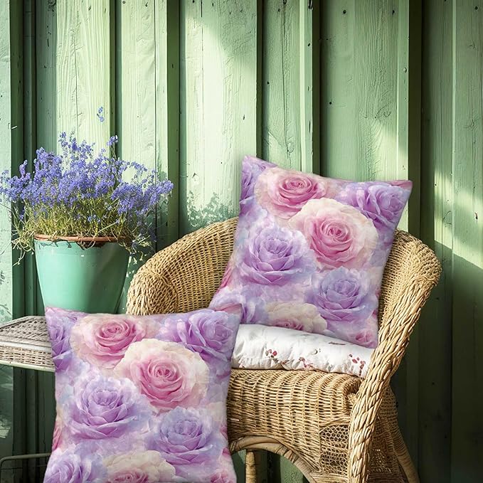 Rose Throw Pillow Covers Set of 2 | 18x18 Inches Cushion Cases - Image 4
