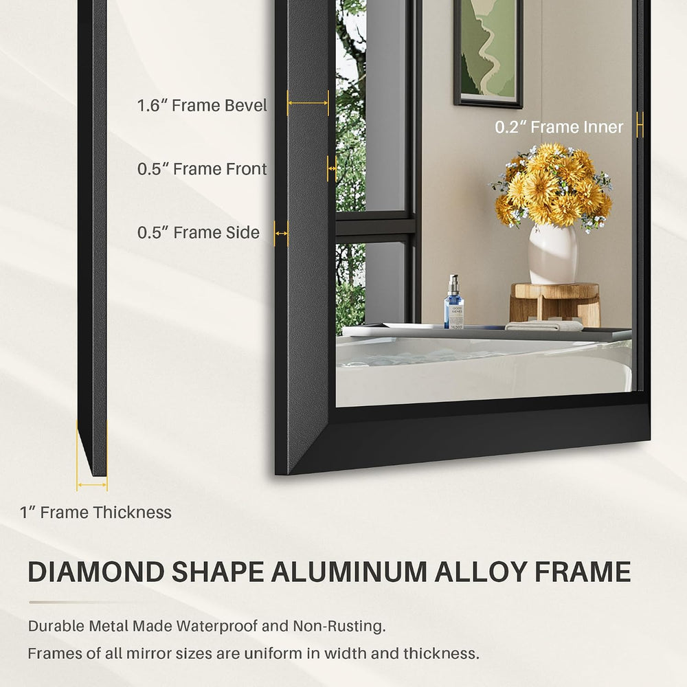 Briivue Black Metal Framed Bathroom Wall Mirror, 24x36 Inch