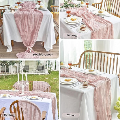 IVAPUPU 8 Pcs Cheesecloth Table Runner - 10ft Dusty Pink Boho Gauze Cheese - Image 6