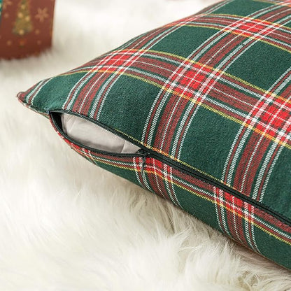 AQOTHES Pack of 2 Christmas Plaid Decorative Throw Pillow Covers Scottish - Image 6