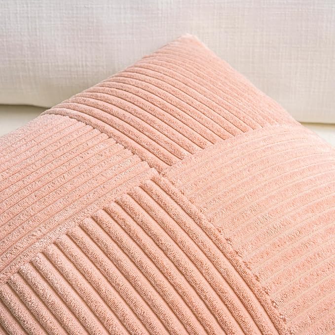 Fancy Homi 2 Packs Peach Decorative Throw Pillow Covers 22x22 Inch - Image 4