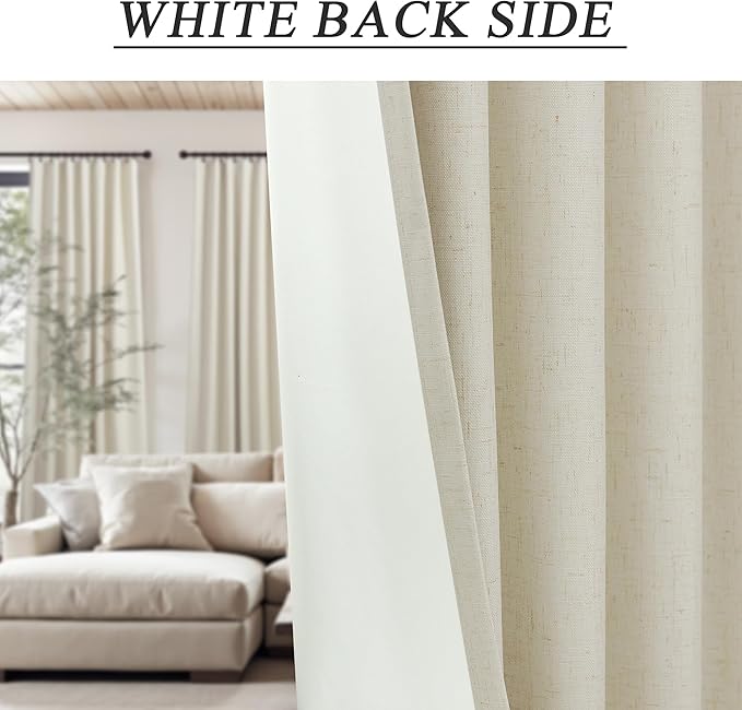 Neutral Burlap Curtains for Living Room 68 Inch Long Beige Closet Curtains for - Image 8
