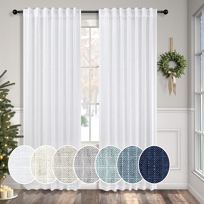 Pitalk White Curtains 78 Inches Long by Pitalk