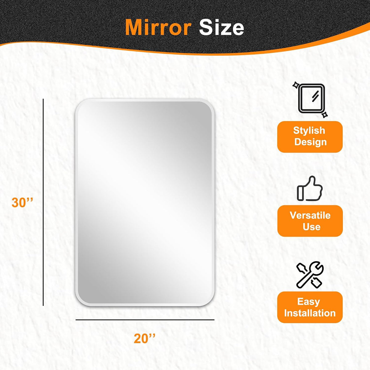 delma bathroom vanity mirror, silver framed mirror for, side view