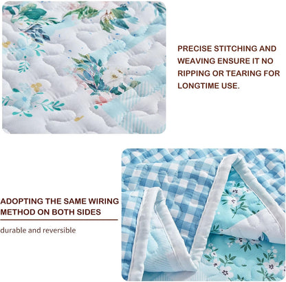 joyreap 3 pieces floral patchwork quilt set queen, side view
