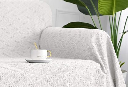 MYSKY HOME Couch Cover White Sofa Covers Small Chair Cover Geometrical Couch - Image 5