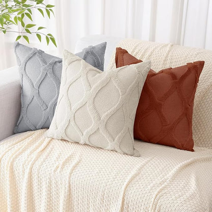 decorUhome Throw Pillow Covers 24x24 Inch Set of 2, Soft Plush Faux Fur Wool - Image 5