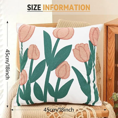 Embroidered Floral Pillow Case Spring Romantic Flower Throw Pillow Cover Soft - Image 6