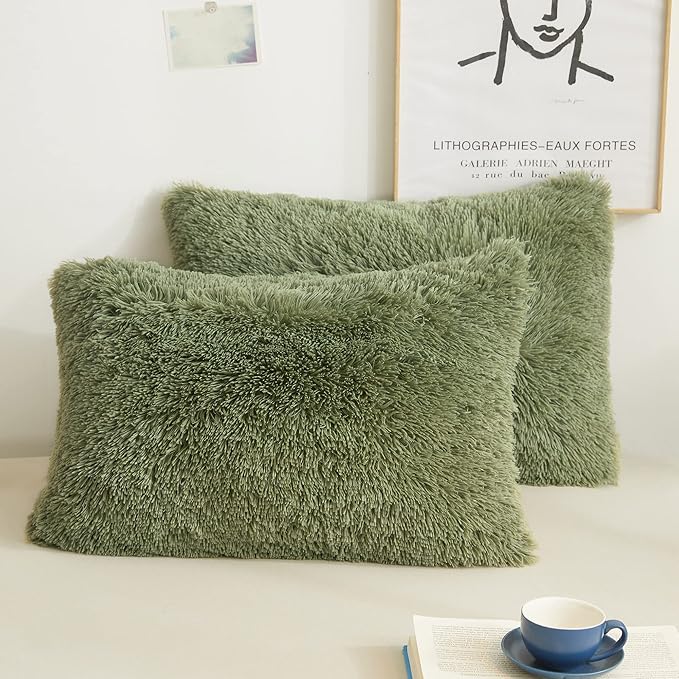 XeGe Faux Fur Fluffy Throw Pillowcases, Plush Shaggy Soft Furry Pillow Covers by XeGe