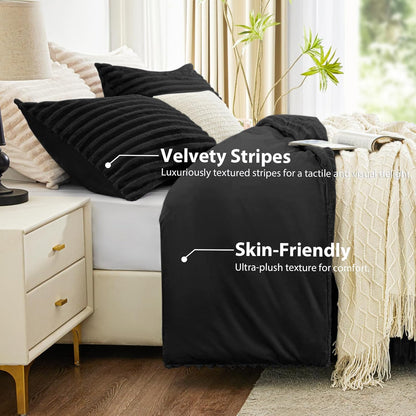 exq home fluffy comforter set full size,3 pieces, close-up detail