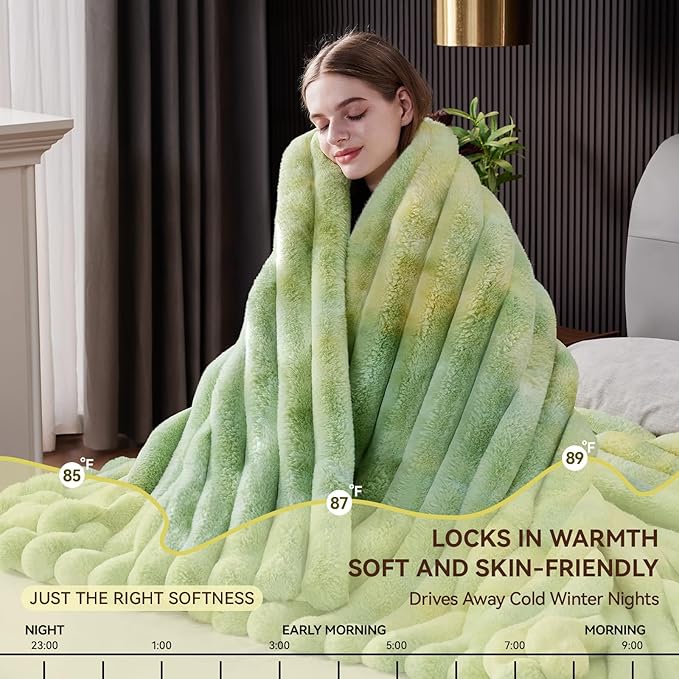 Fluffy Faux Fur Throw Blanket Queen Size, Thick 1000GSM Soft Cozy Throw Blankets - Image 7