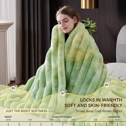 Fluffy Faux Fur Throw Blanket Queen Size, Thick 1000GSM Soft Cozy Throw Blankets - Image 7