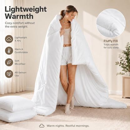 weigelia white comforter set queen size, all season, close-up detail