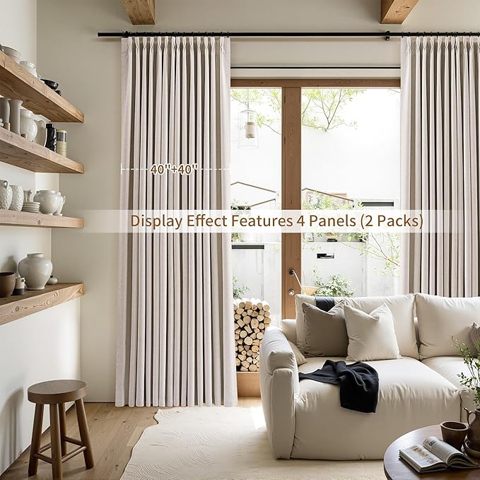 Pinch Pleated Linen 100% Blackout 120 Inch Curtains - Image 8