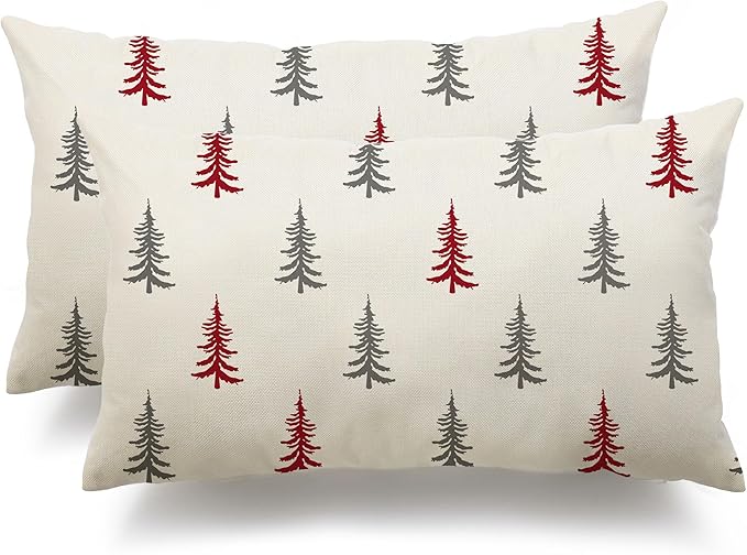 DFXSZ Christmas Pillow Covers 12x20 inch Set of 2 Christmas Tree Decorative by DFXSZ