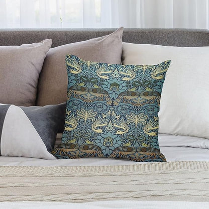 William Morris Floral Original Throw Pillow Covers Boho Chic Retro Floral Blue - Image 5