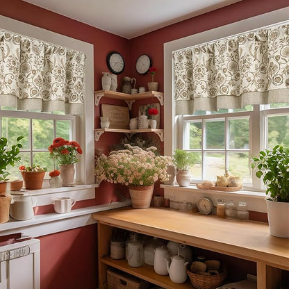 JINCHAN Linen Valance Kitchen Curtain - Image 3