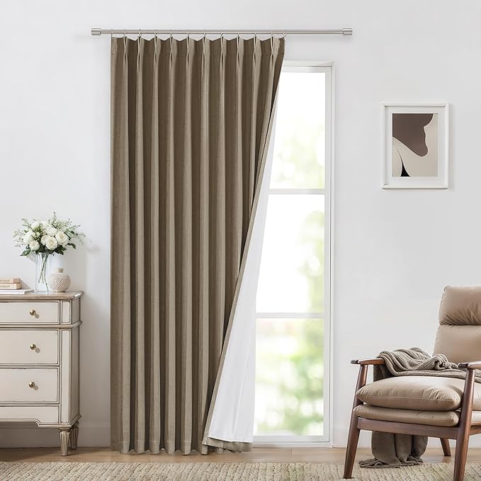 Vision Home Brown Pinch Pleated Full Blackout Curtains Linen Blended 60" Wide - Image 9