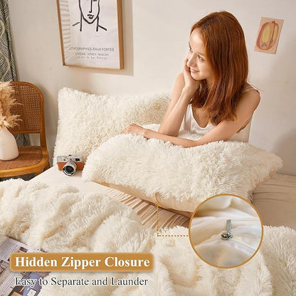 XeGe Faux Fur Throw Pillow Cases, Plush Shaggy Ultra Soft Pillow Covers - Image 3
