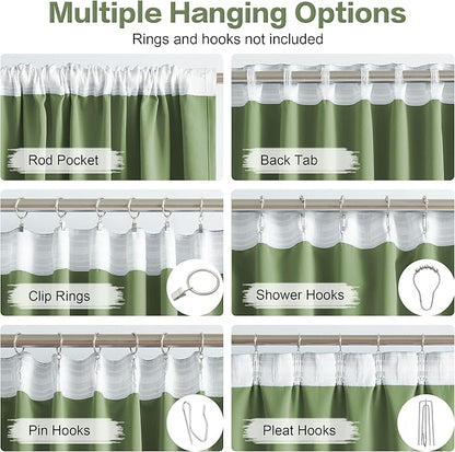 DUALIFE Blackout Curtains 120 Inches Back Tab/Rod Pocket Thermal Insulated Room - Image 3