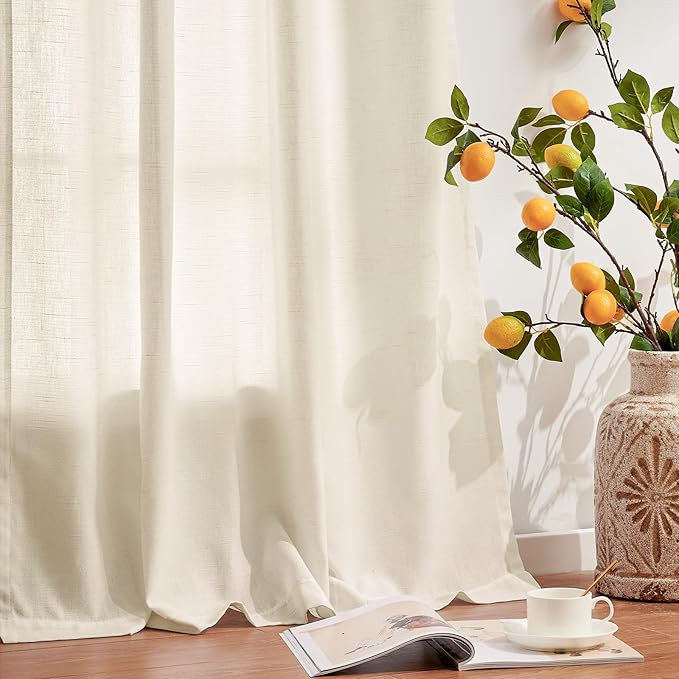 jinchan Linen Blend Curtains 90 inch Length 2 Panels - Image 5