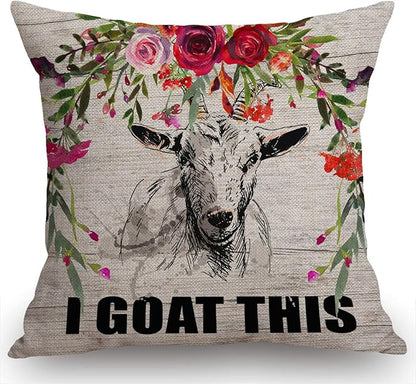 Swono Goat Throw Pillow Cover I Goat This Farmhouse Cushion Case by Swono