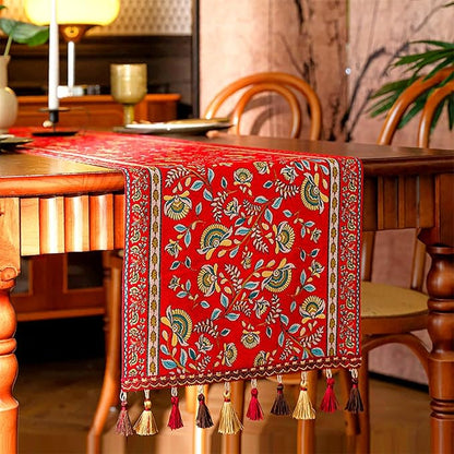 13×72 Inch Table Runner, Retro-Luxury Tassels Series by Unknown