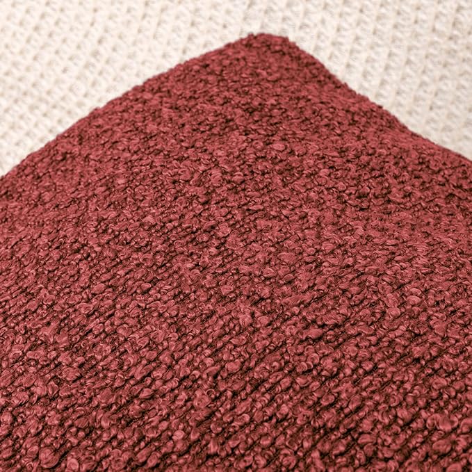 14x36 inch Boucle Lumbar Pillow Cover, Burgundy Woven Texture Neutral Long - Image 7