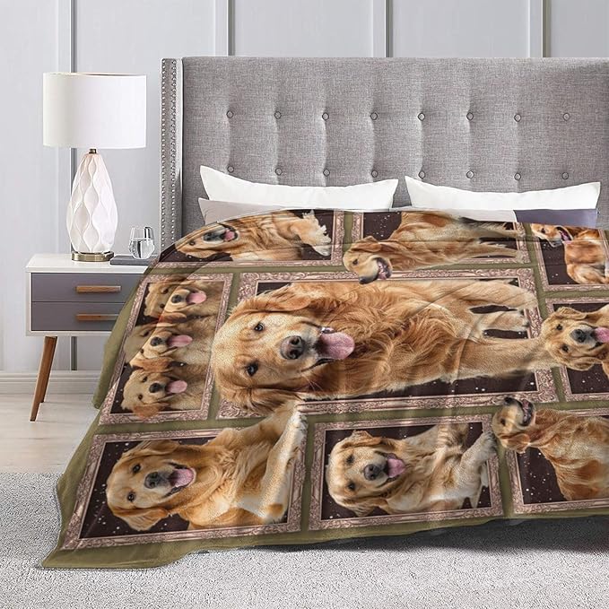 Golden Retriever Blanket Golden Retriever Throw Blanket Flannel Stuff Merch - Image 4