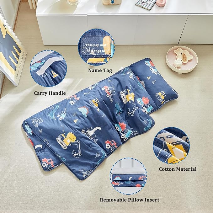 Toddler Nap Mat with Removable Pillow, Ultra Soft Slumber Bags - Image 4