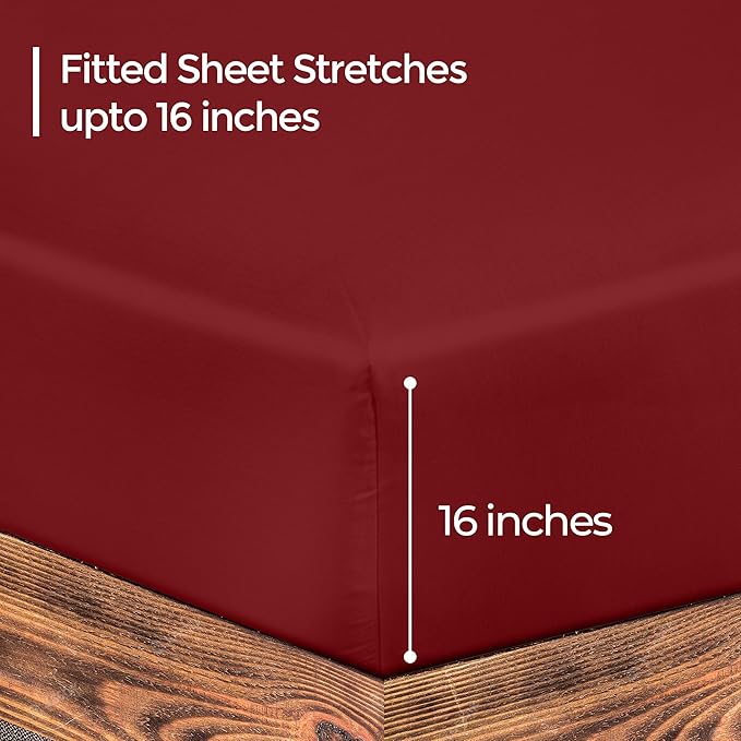ROYALE LINENS 300 Thread Count 100% Long Staple Combed Cotton Fitted Sheet Queen - Image 2