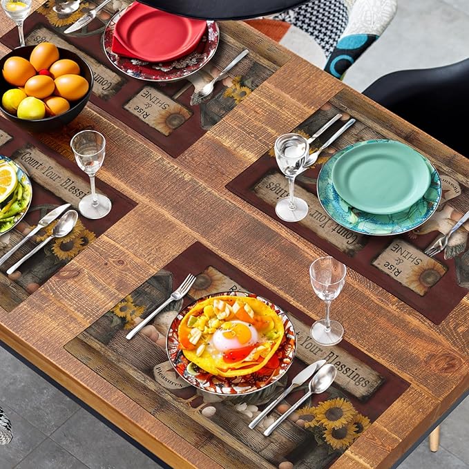 Farmhouse Rooster Placemats Set of 4 Farm Animal Chicken Place Mats 12x18 Inch - Image 7