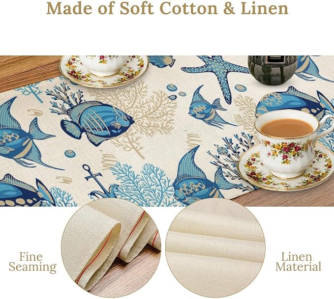 Coral Ocean Fish Table Runner for Kitchen Bedroom Living Room Underwater World - Image 5